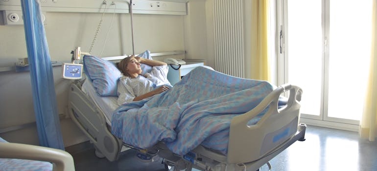Woman receiving medical detox in a hospital.