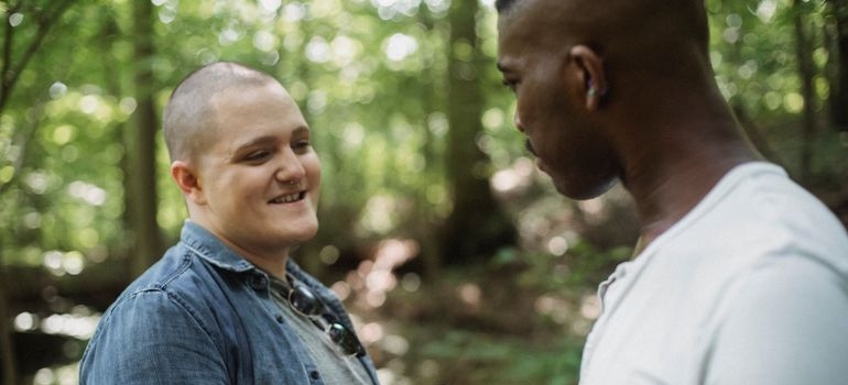 Two men having a conversation.