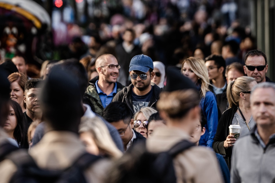 a man in a crowd