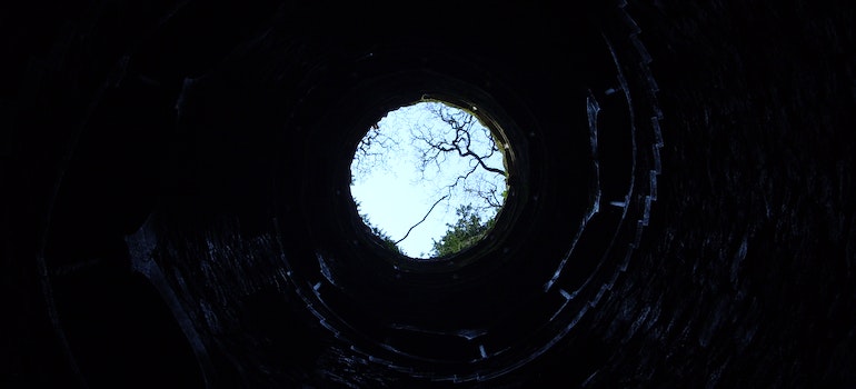 Inside view from a well.