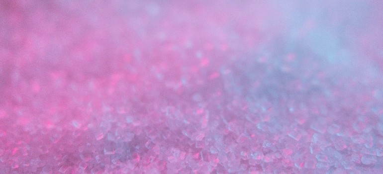 A mix of crystals with pink and blue colors