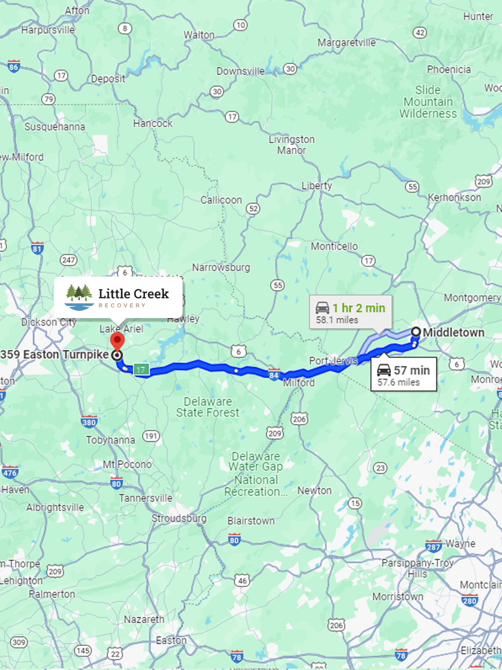 Little Creek to Middletown NY route