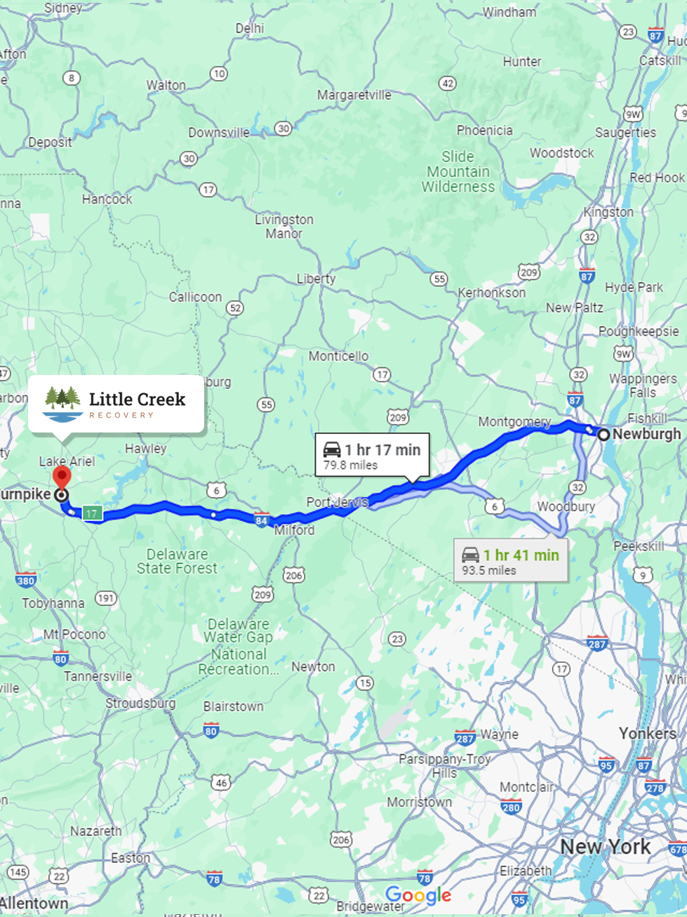 Little Creek to Newburgh NY route