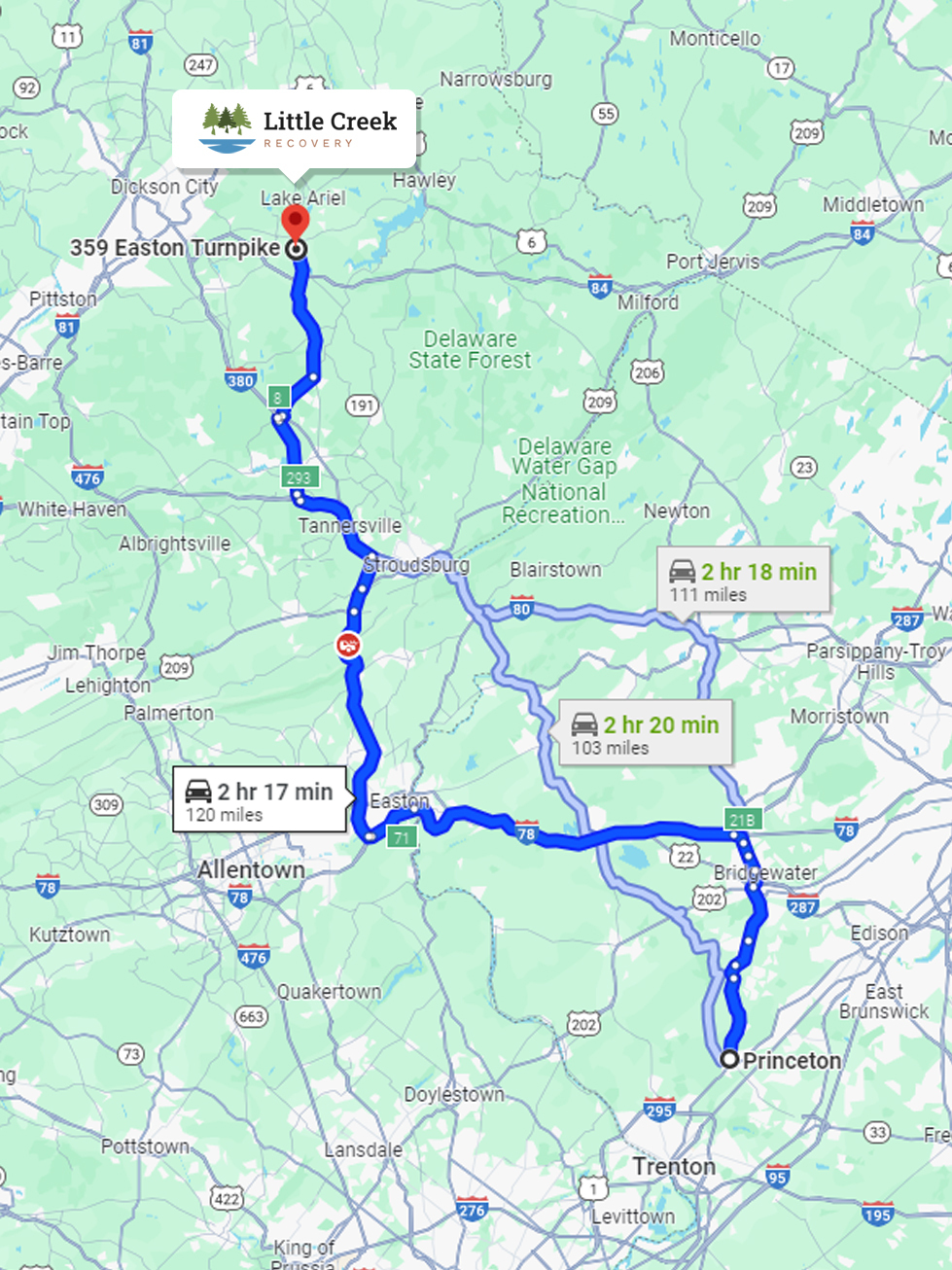 Little Creek to Princeton NJ route