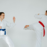 two woman training karate