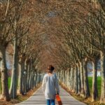 Happy person walking outdoors.