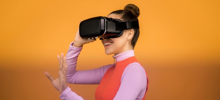 Woman wearing virtual reality headset representing non-substance-related addictions in PA