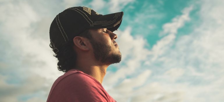 Man practicing mindfulness to deal with anger and addiction.