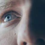 a close up of a man's eye
