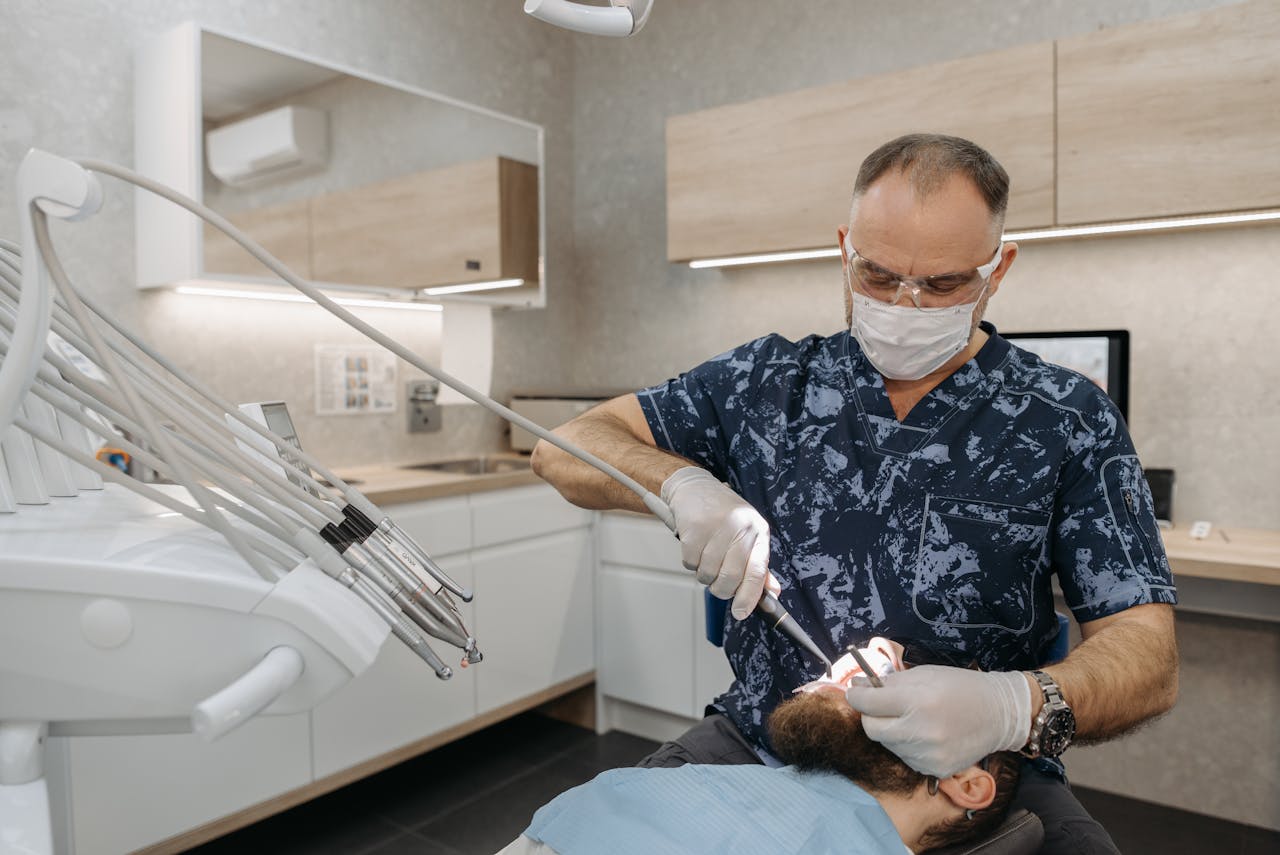 A dentist checking the dental effects of methamphetamine use