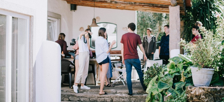 A family gathering in the garden