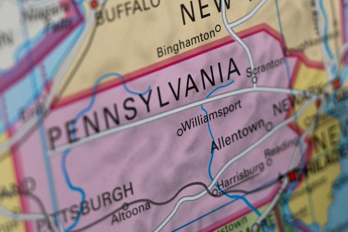 Pennsylvania on a map.