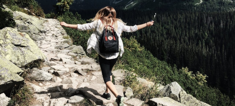 a girl hiking and enjoying Summer Social Activities in PA Without Alcohol