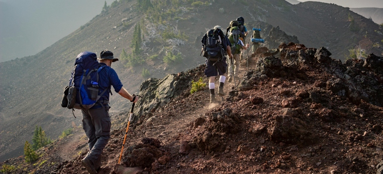 People hiking on a mountain