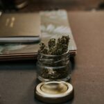 Marijuana in a glass container