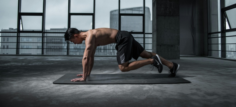 A man working out to cope with cocaine withdrawal 