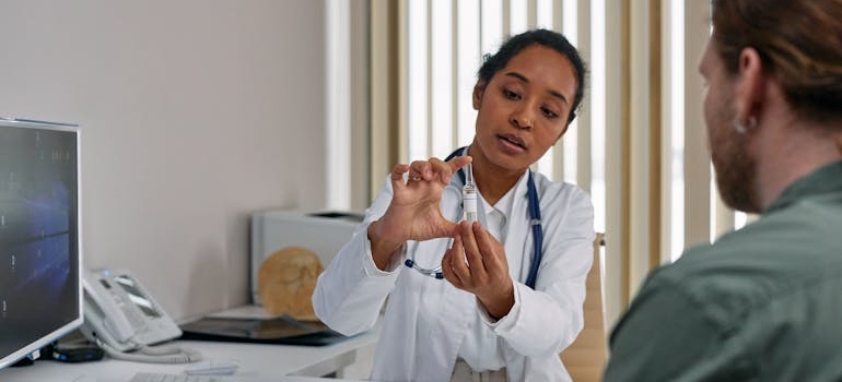 Doctor talking to a patient.