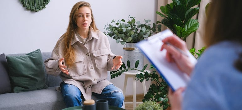 Woman talking to her therapist about whether drug addicts ever change.