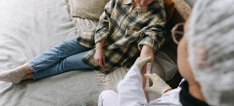 Woman receiving medical detox at home.