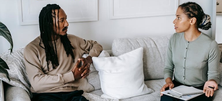 Psychiatrist informing a patient about the benefits and risks of psilocybin for depression.