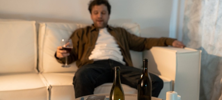 Man sitting and drinking wine