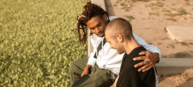 Two friends sitting