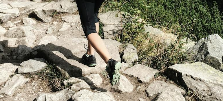 Close-up of a woman hiking