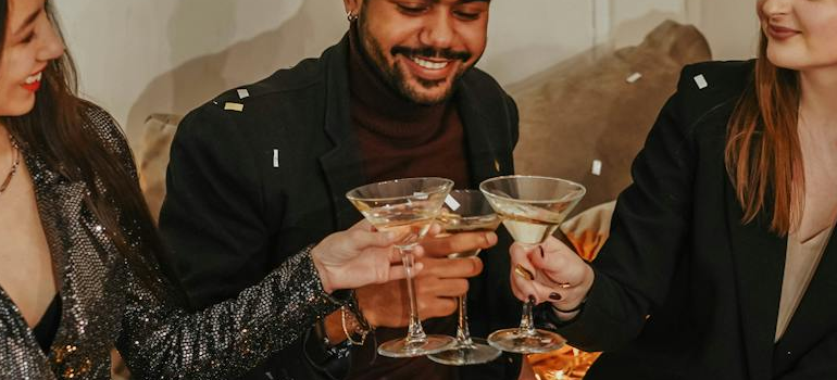 A group of people drinking champagne.