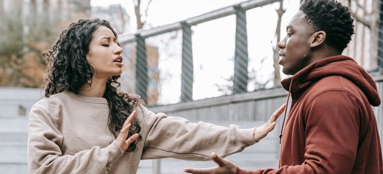 Woman fighting with her partner because of the effects of PCP.