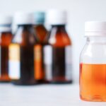 Bottles of cough syrup.