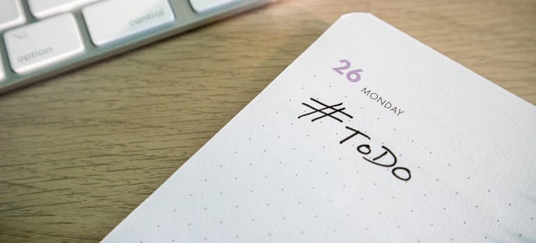 To do list written in a notebook.