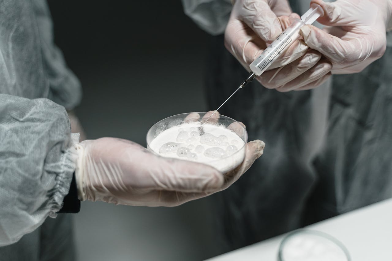 Scientists testing fentanyl laced heroin.