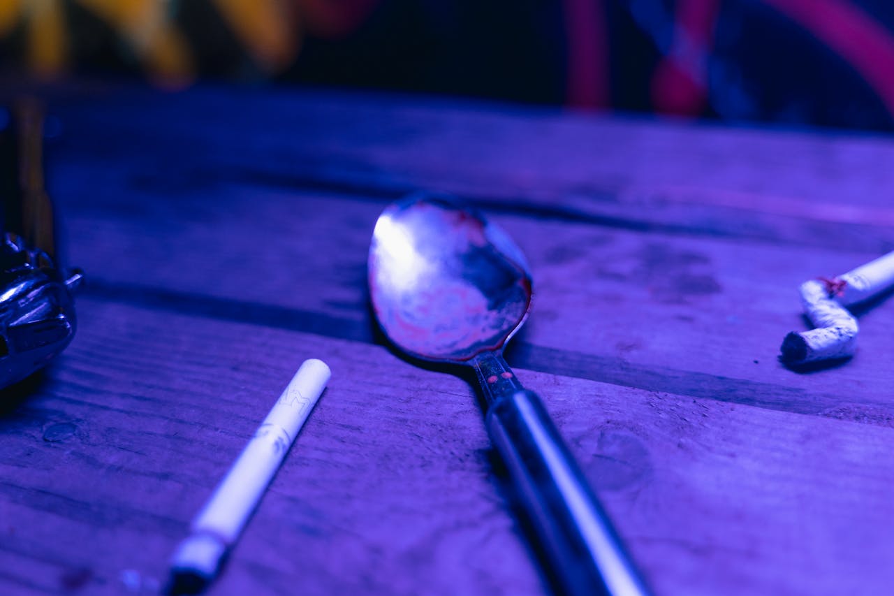 Fish scale cocaine on a spoon.