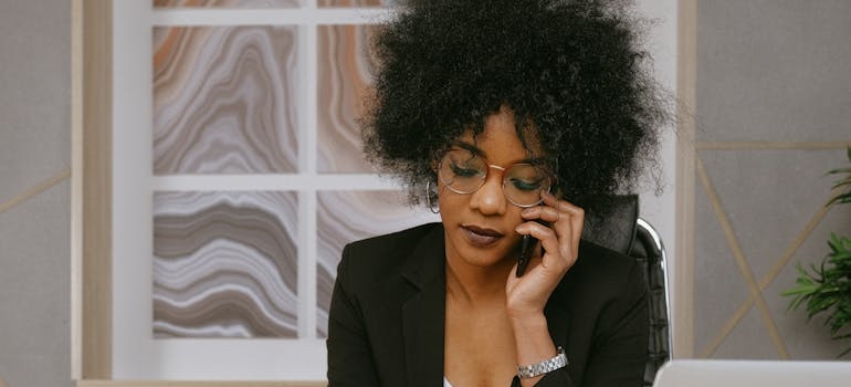 Woman making a phone call.