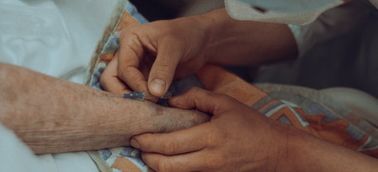 Elder person getting detox at a senior addiction treatment facility.