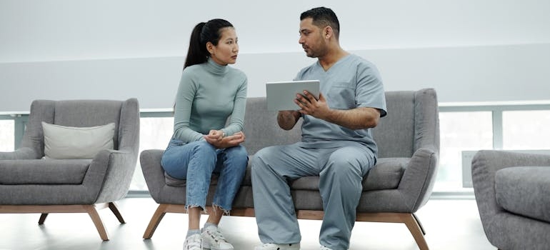 Woman talking to a doctor about Concerta withdrawal.