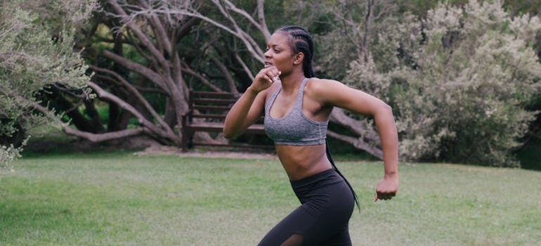 Woman running in the park.