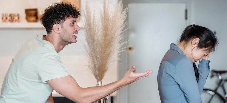 Man yelling at his girlfriend.
