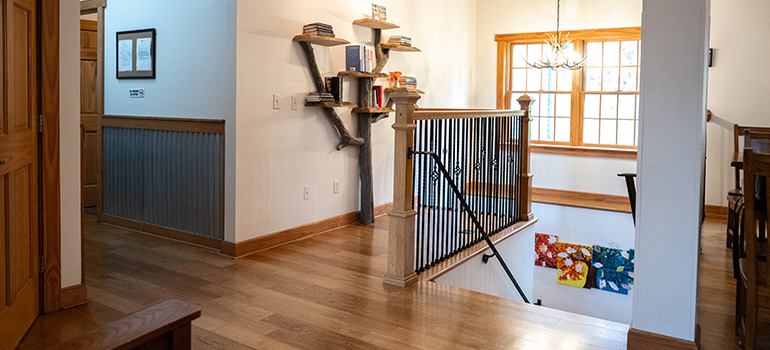 a staircase at Little Creek facility where patients stay thanks to Blue Cross Blue Shield drug rehab coverage