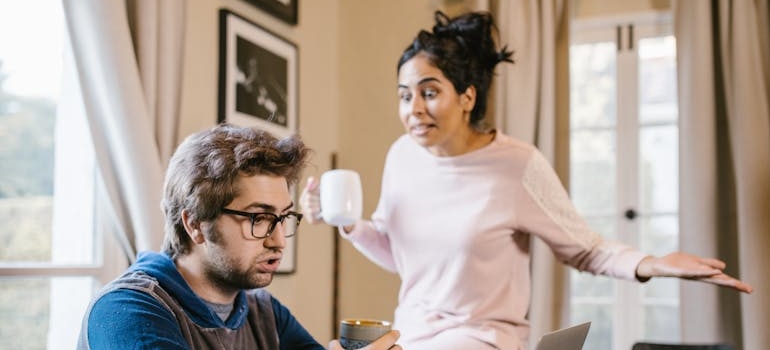 Woman having an argument with her husband.