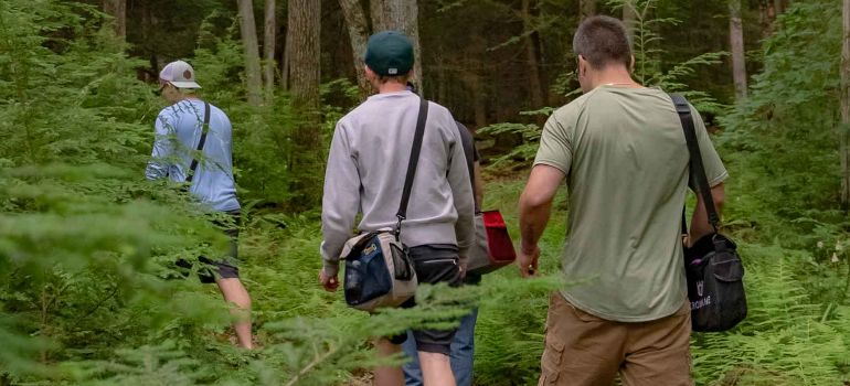 Three patients on their way to an outdoor adventure