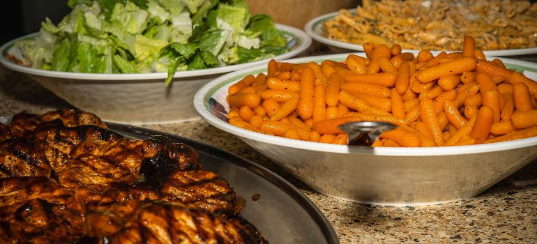 table with various foods offered during Little Creek clinical programs