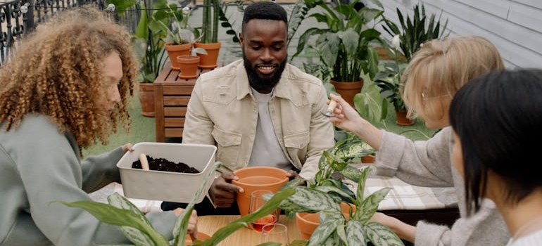 People in a gardening class talking about finding purpose in recovery.