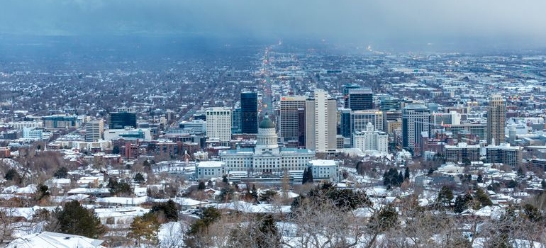 Aerial view of Salt Lake City in Utah.